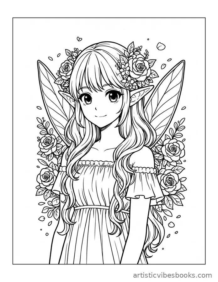 Sample page: fairy with flower crown